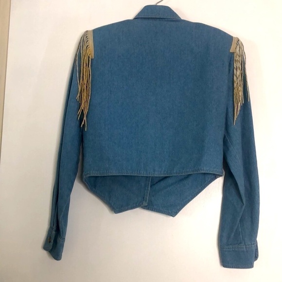 VINTAGE DOUBLE D RANCH BEADED WOMENS DENIM JACKET SUEDE FRINGE - Picture 12 of 16